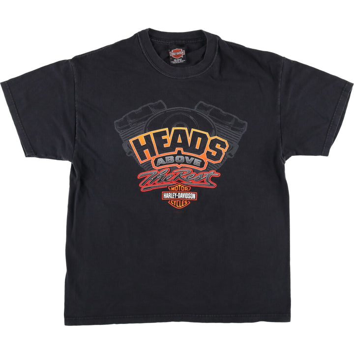 00'S Harley-Davidson Motorcycle Bike T-shirt Made in USA Men's L size cotton black type Vintage Second Hand