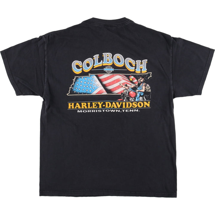 00'S Harley-Davidson Motorcycle Bike T-shirt Made in USA Men's L size cotton black type Vintage Second Hand