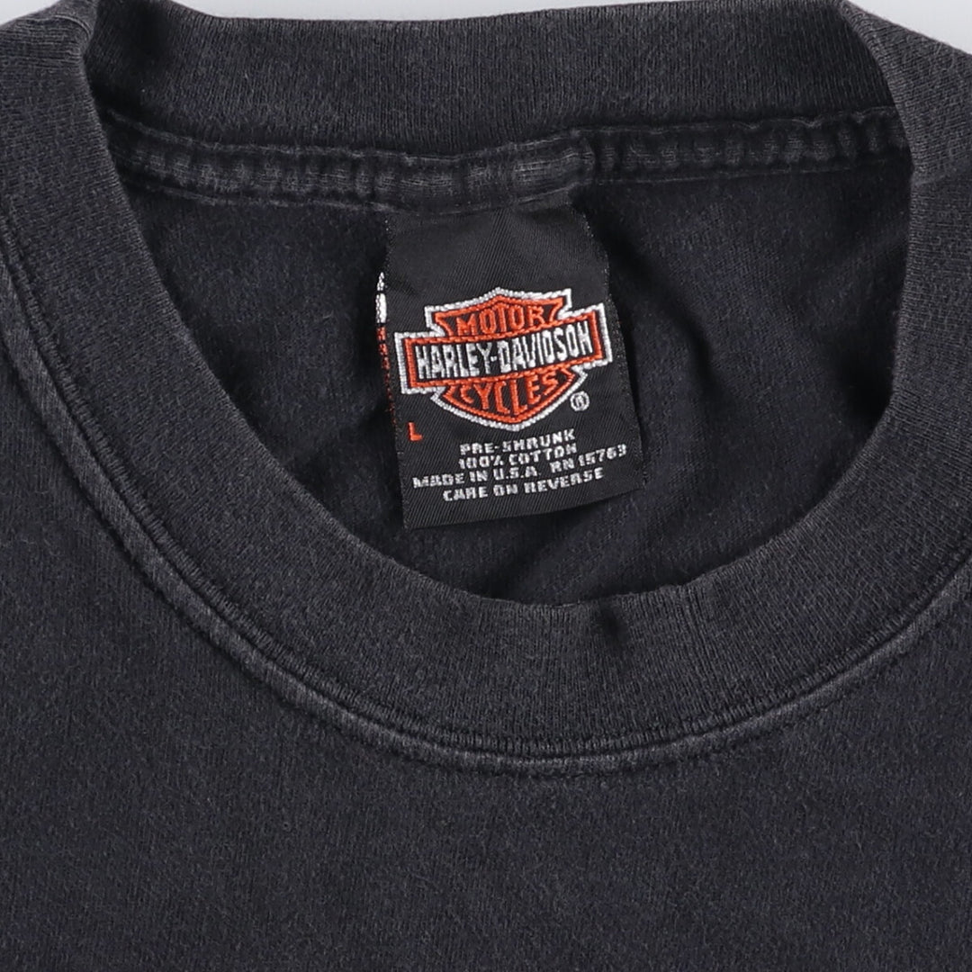 00'S Harley-Davidson Motorcycle Bike T-shirt Made in USA Men's L size cotton black type Vintage Second Hand