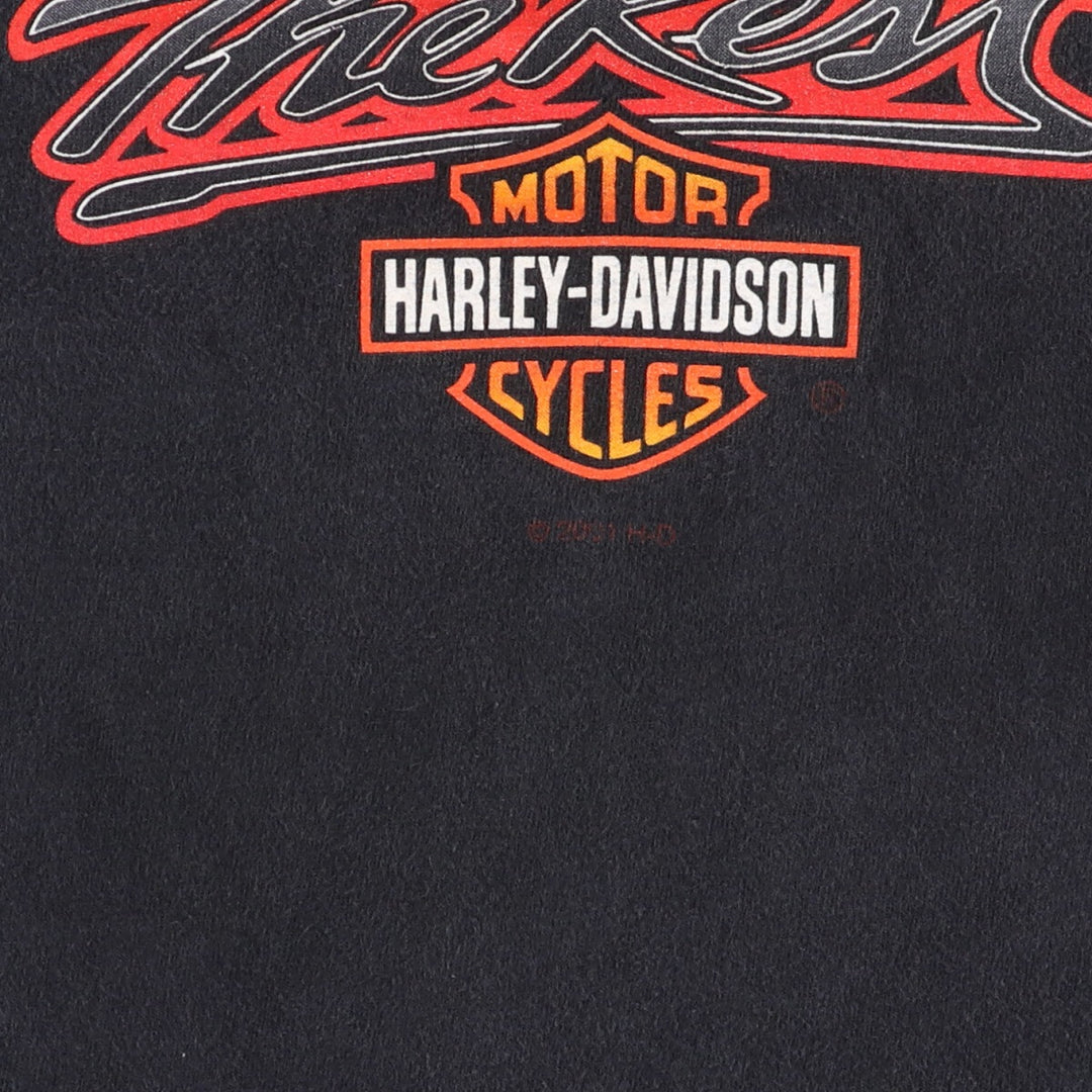 00'S Harley-Davidson Motorcycle Bike T-shirt Made in USA Men's L size cotton black type Vintage Second Hand