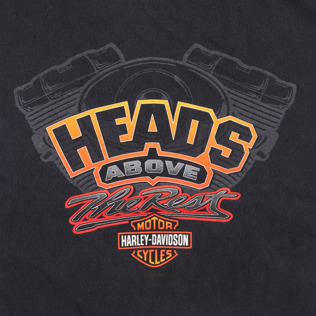 00'S Harley-Davidson Motorcycle Bike T-shirt Made in USA Men's L size cotton black type Vintage Second Hand