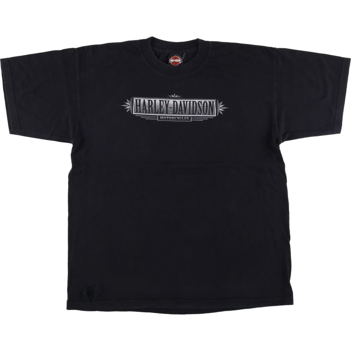 00'S Harley-Davidson Motorcycle Bike T-shirt Made in USA Men's XL cotton black type Vintage Second Hand