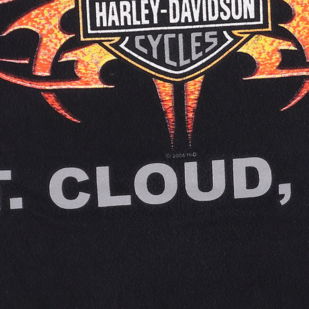 00'S Harley-Davidson Motorcycle Bike T-shirt Made in USA Men's XL cotton black type Vintage Second Hand