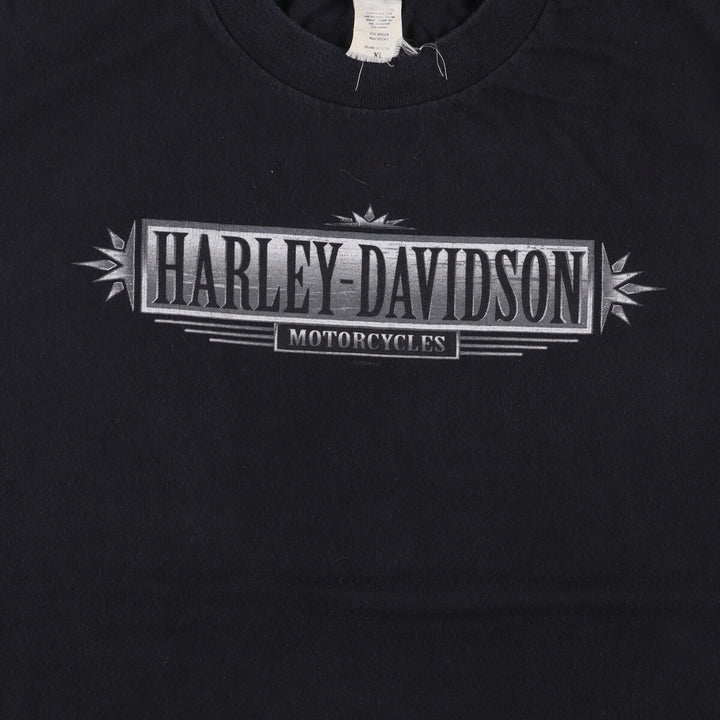 00'S Harley-Davidson Motorcycle Bike T-shirt Made in USA Men's XL cotton black type Vintage Second Hand