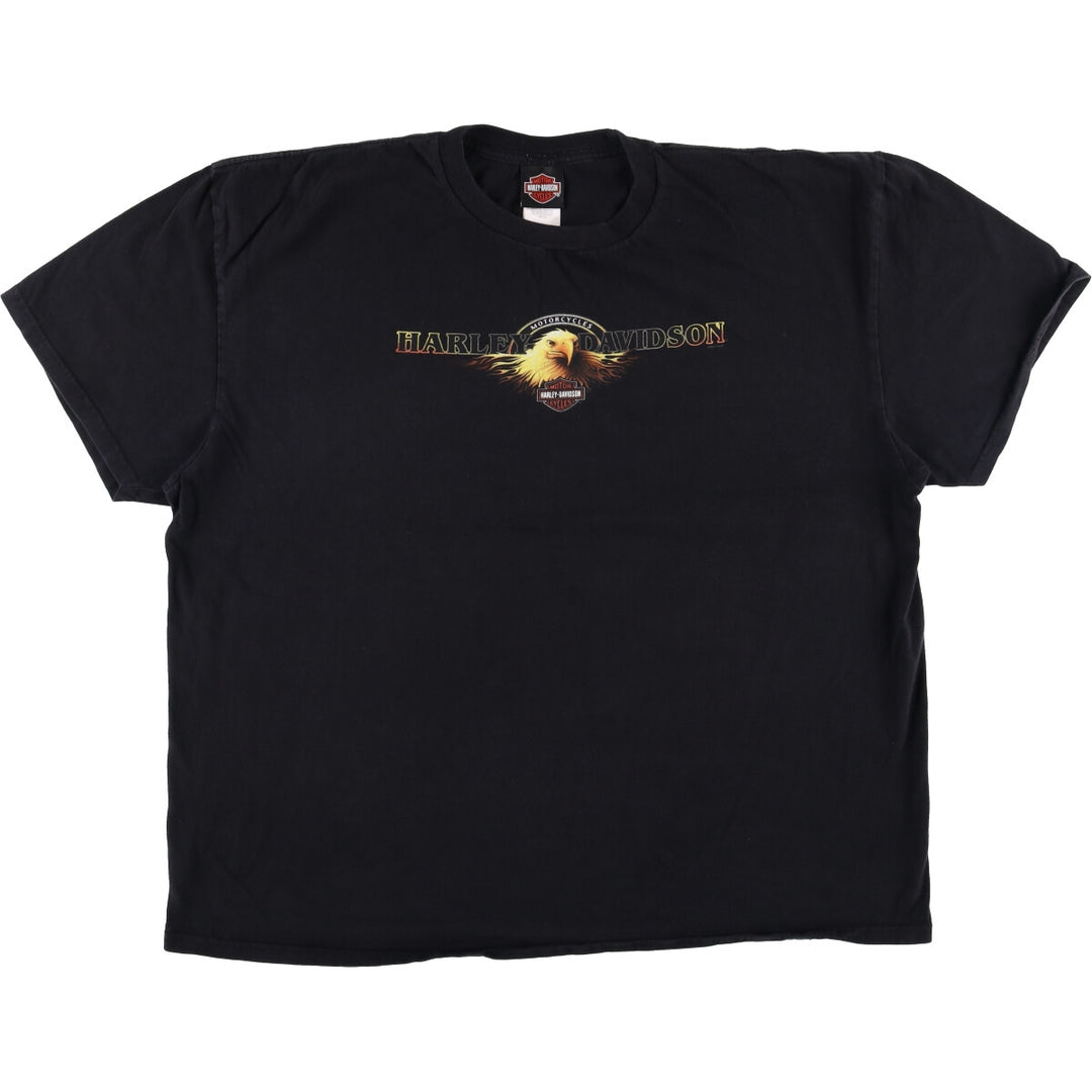Harley-Davidson Eagle Pattern Motorcycle T-Shirt, Men's, Size XXXL cotton black type Vintage Second Hand