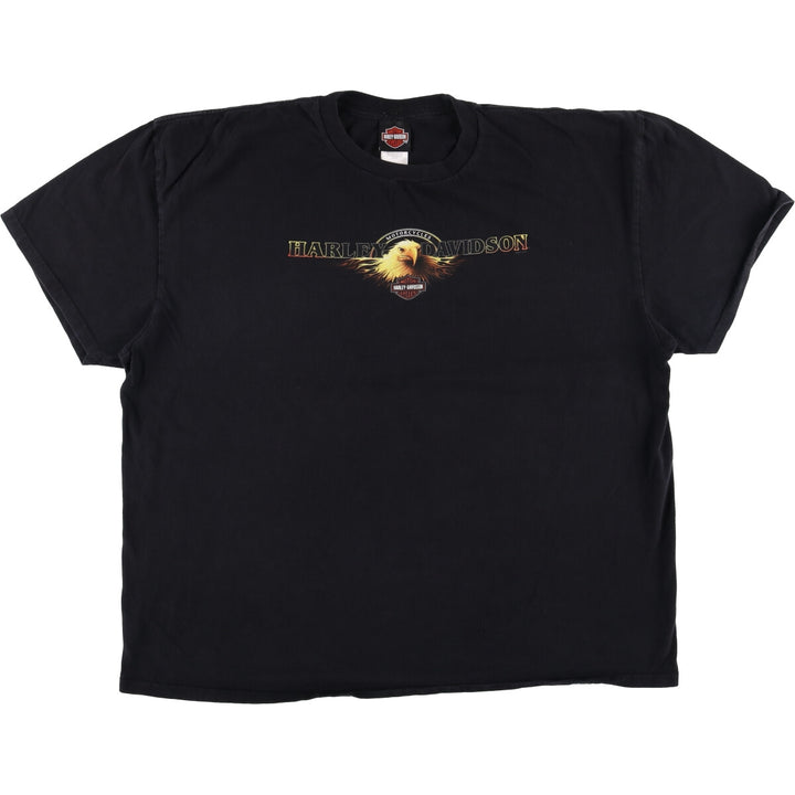 Harley-Davidson Eagle Pattern Motorcycle T-Shirt, Men's, Size XXXL cotton black type Vintage Second Hand