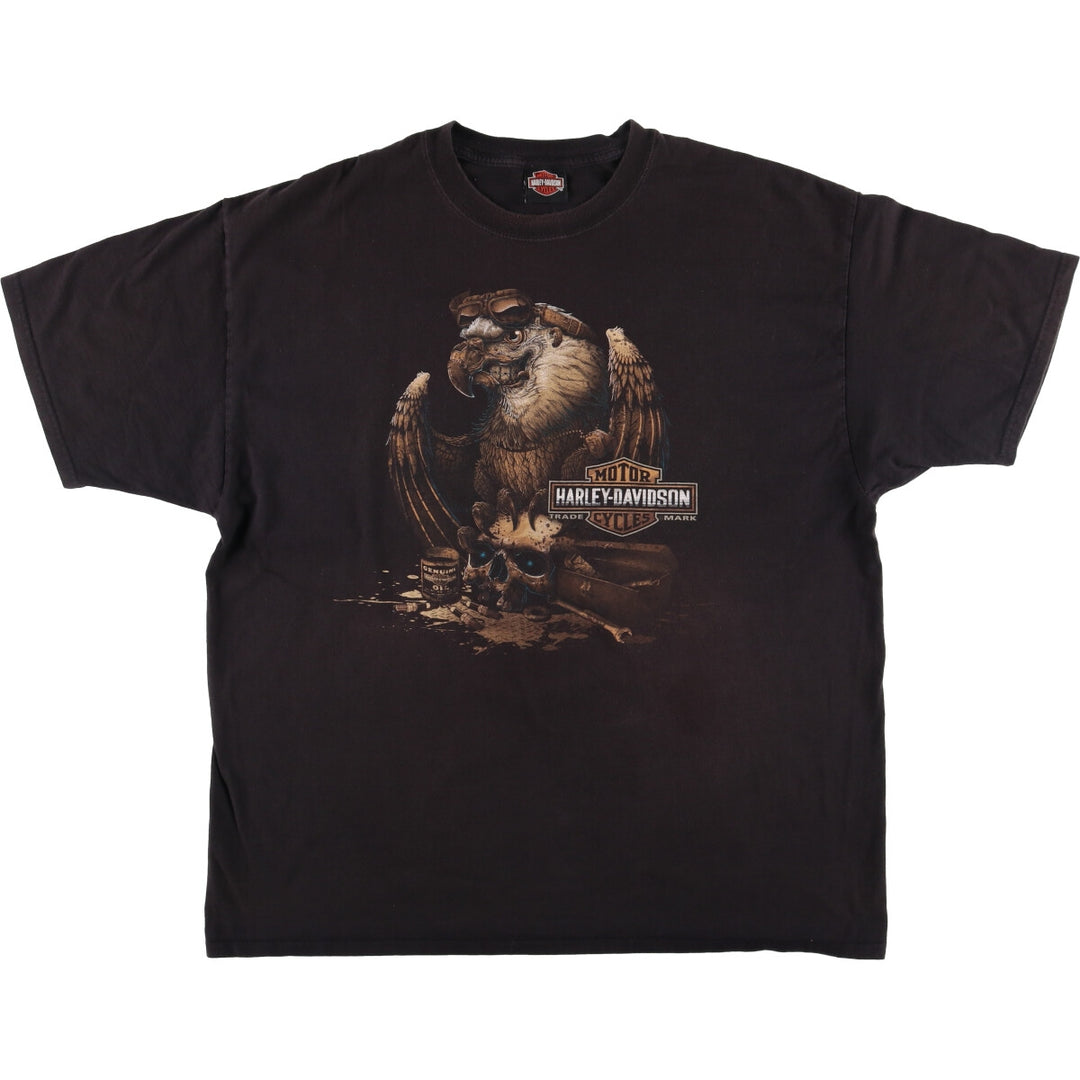 Harley-Davidson Eagle Pattern Skull Pattern Motorcycle Bike T-Shirt Men's XXL cotton black type Vintage Second Hand