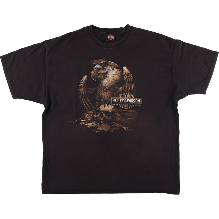 Harley-Davidson Eagle Pattern Skull Pattern Motorcycle Bike T-Shirt Men's XXL cotton black type Vintage Second Hand