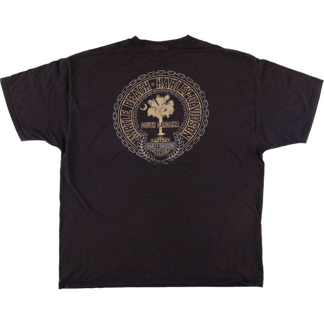 Harley-Davidson Eagle Pattern Skull Pattern Motorcycle Bike T-Shirt Men's XXL cotton black type Vintage Second Hand