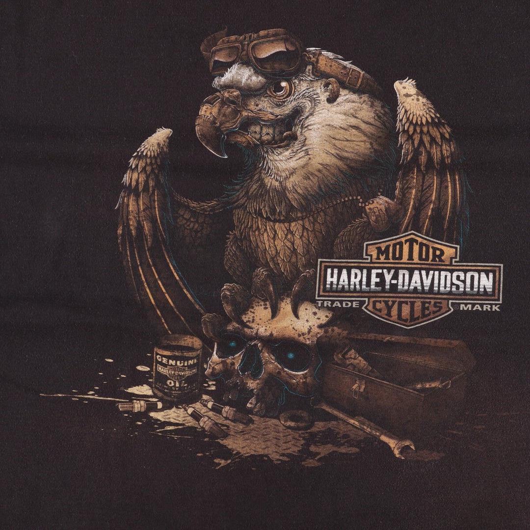 Harley-Davidson Eagle Pattern Skull Pattern Motorcycle Bike T-Shirt Men's XXL cotton black type Vintage Second Hand
