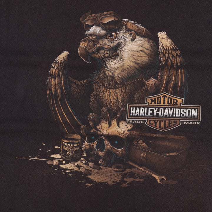 Harley-Davidson Eagle Pattern Skull Pattern Motorcycle Bike T-Shirt Men's XXL cotton black type Vintage Second Hand
