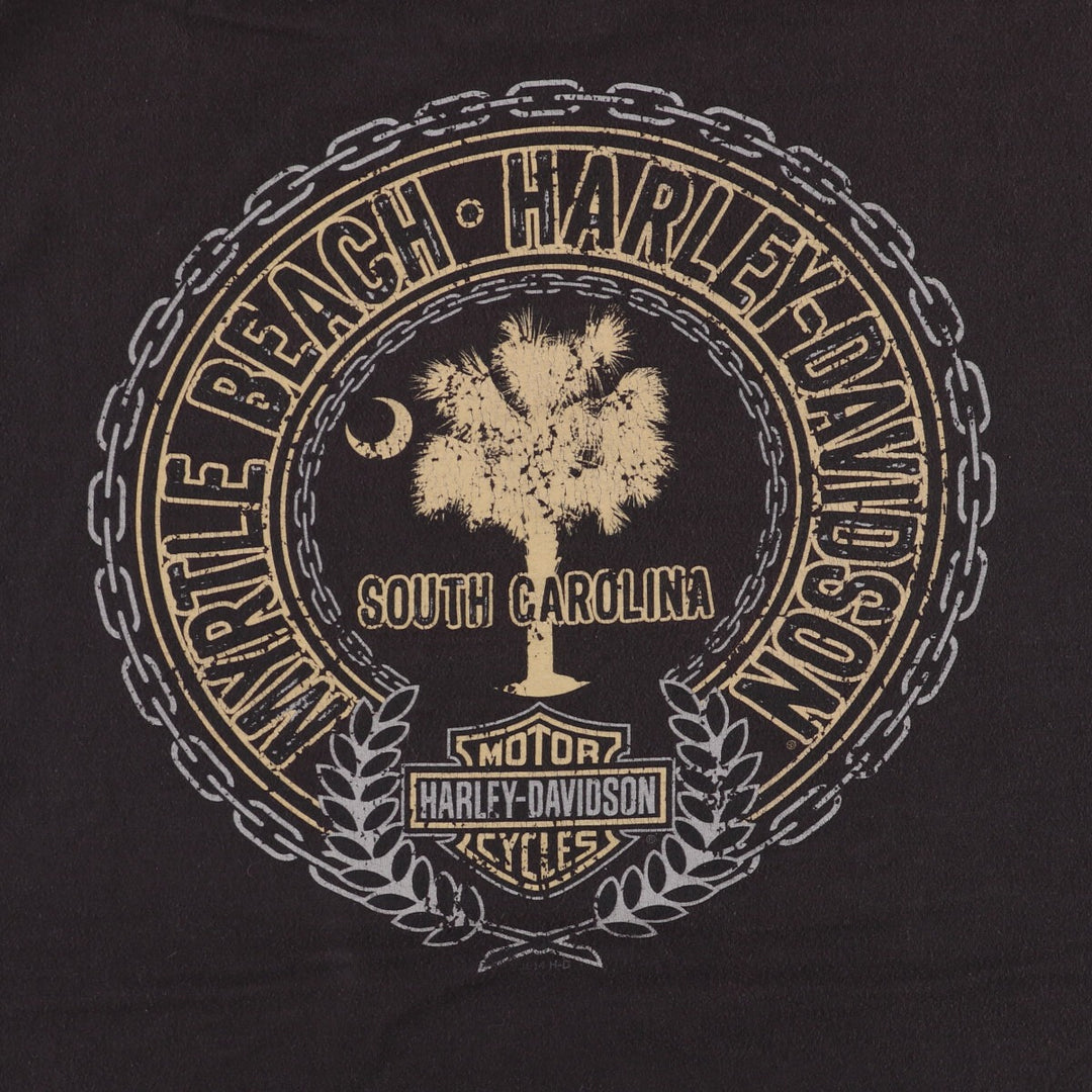 Harley-Davidson Eagle Pattern Skull Pattern Motorcycle Bike T-Shirt Men's XXL cotton black type Vintage Second Hand