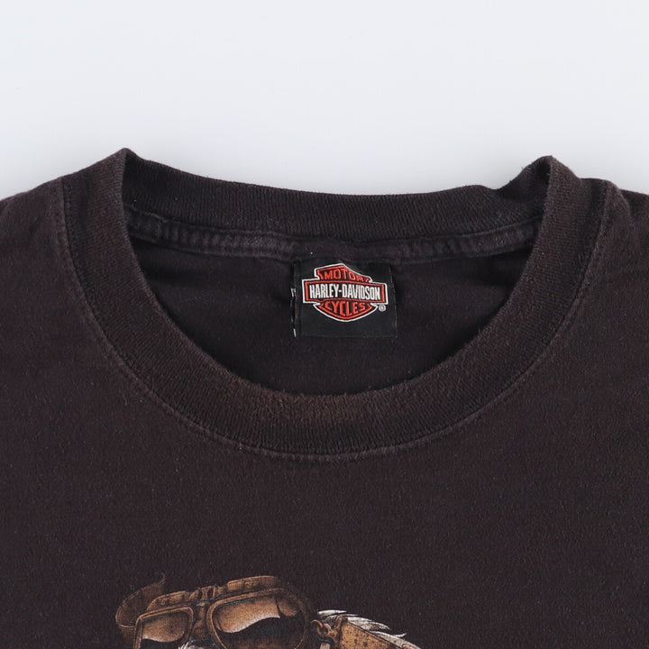 Harley-Davidson Eagle Pattern Skull Pattern Motorcycle Bike T-Shirt Men's XXL cotton black type Vintage Second Hand