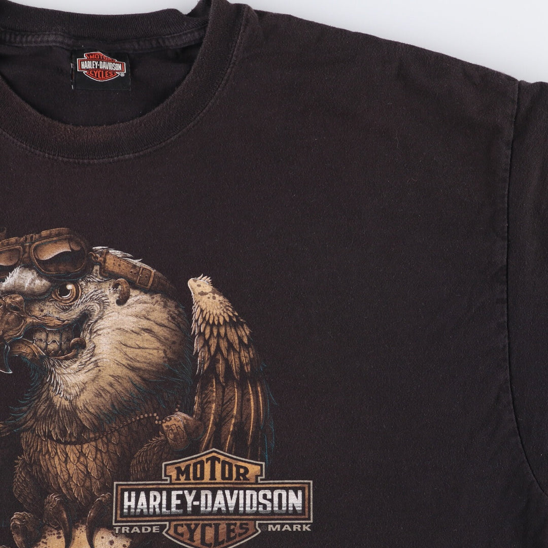 Harley-Davidson Eagle Pattern Skull Pattern Motorcycle Bike T-Shirt Men's XXL cotton black type Vintage Second Hand
