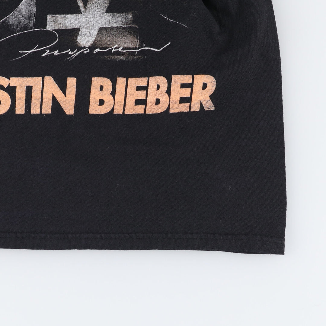 JUSTIN BIEBER Band T-Shirt, Women's Size Small unclear black type Vintage Second Hand