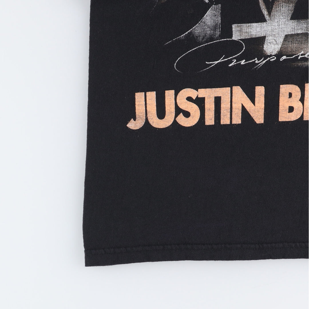 JUSTIN BIEBER Band T-Shirt, Women's Size Small unclear black type Vintage Second Hand