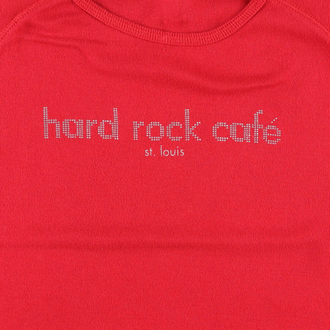 HARD ROCK CAFE Cap Sleeve Advertising T-Shirt, Made in USA, Women's Size L cotton red type Vintage Second Hand