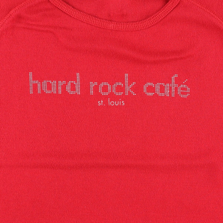 HARD ROCK CAFE Cap Sleeve Advertising T-Shirt, Made in USA, Women's Size L cotton red type Vintage Second Hand