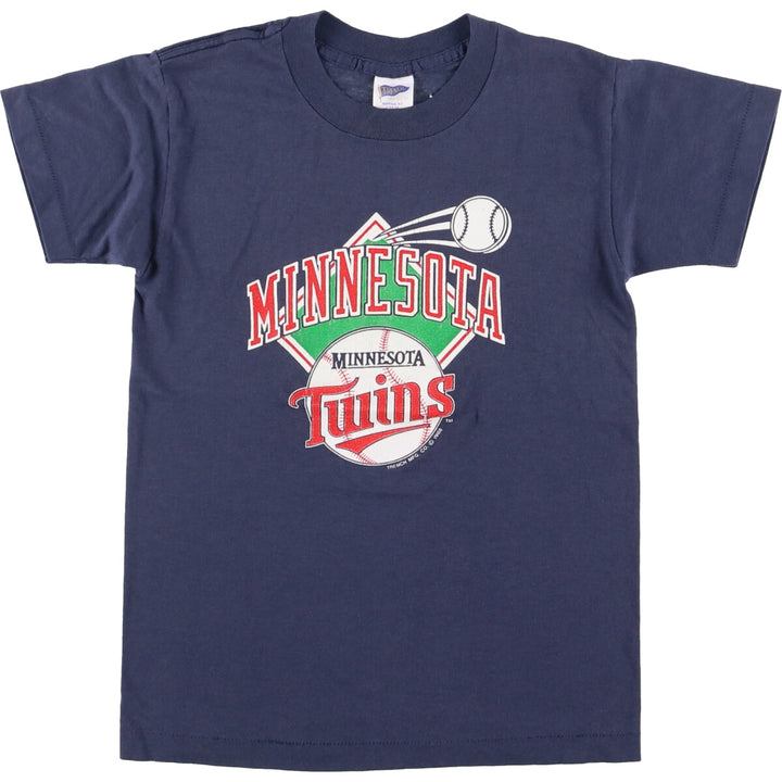 Vintage 1980'S TRENCH MLB MINNESOTA TWINS Minnesota Twins Sports Print T-Shirt, Made in USA, Women's Size Large polyester navy blue type Vintage Second Hand