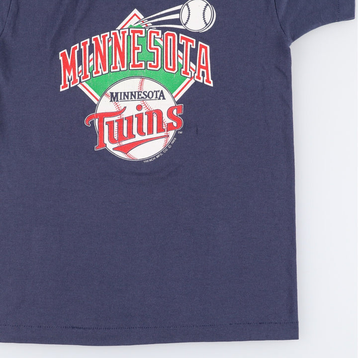 Vintage 1980'S TRENCH MLB MINNESOTA TWINS Minnesota Twins Sports Print T-Shirt, Made in USA, Women's Size Large polyester navy blue type Vintage Second Hand