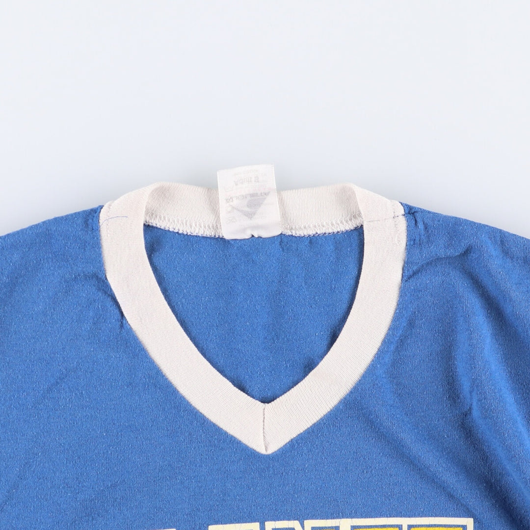 90s-00'S Augusta Planet Nutrition V-neck advertising T-shirt, women's size small cotton blue type Vintage Second Hand