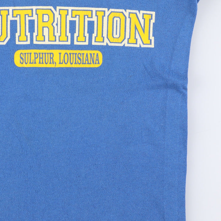 90s-00'S Augusta Planet Nutrition V-neck advertising T-shirt, women's size small cotton blue type Vintage Second Hand