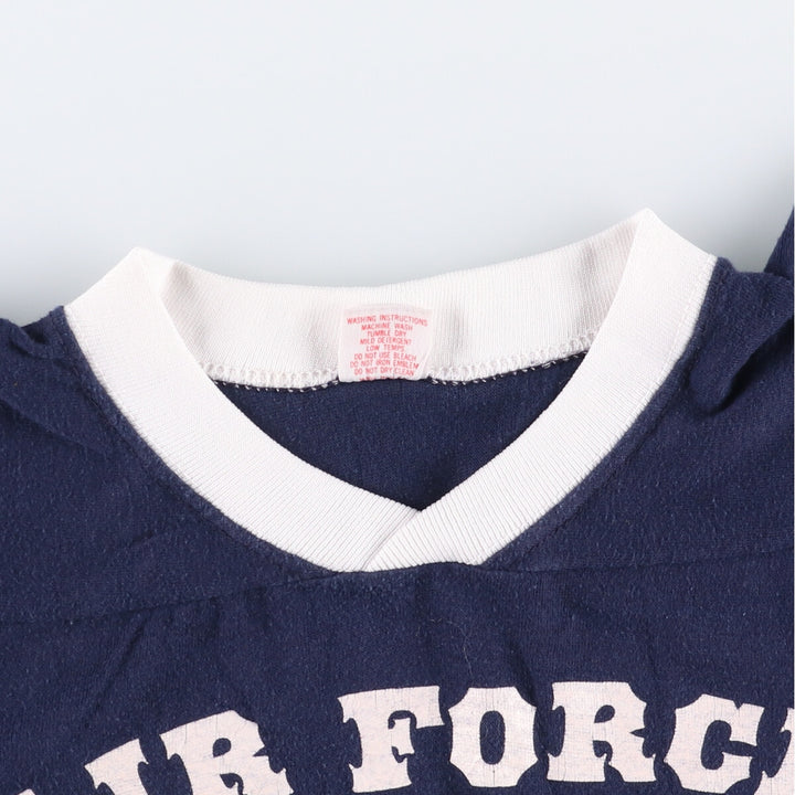 Vintage 1980'S Collegiate Pacific V-neck football T-shirt, Made in USA, Men's Size Small acrylic navy blue type Vintage Second Hand