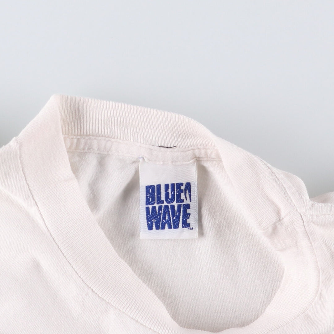 Vintage 90'S BLUE WAVE dog print T-shirt, made in the USA, size M, men's cotton white type Vintage Second Hand