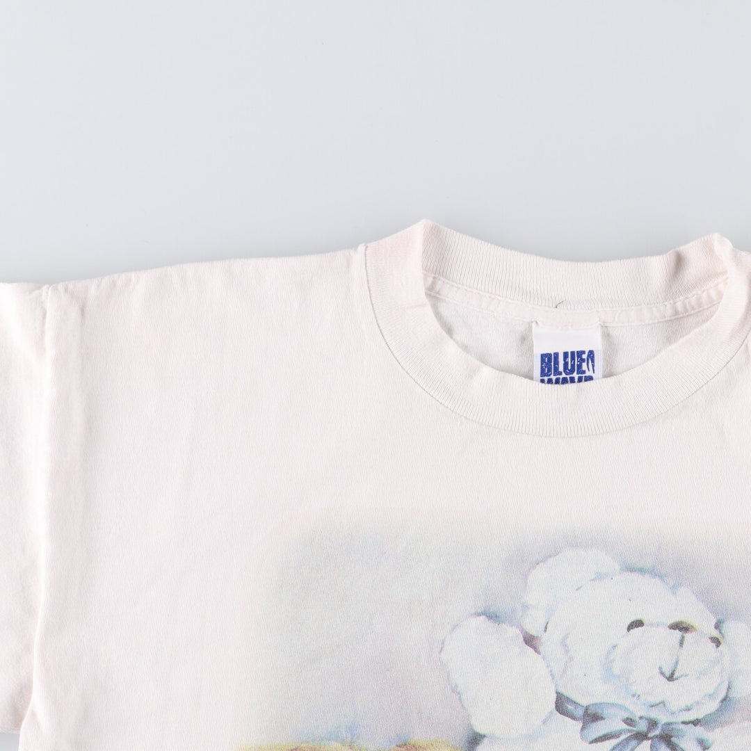 Vintage 90'S BLUE WAVE dog print T-shirt, made in the USA, size M, men's cotton white type Vintage Second Hand