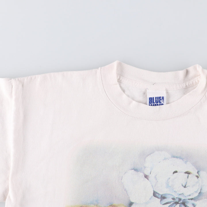 Vintage 90'S BLUE WAVE dog print T-shirt, made in the USA, size M, men's cotton white type Vintage Second Hand