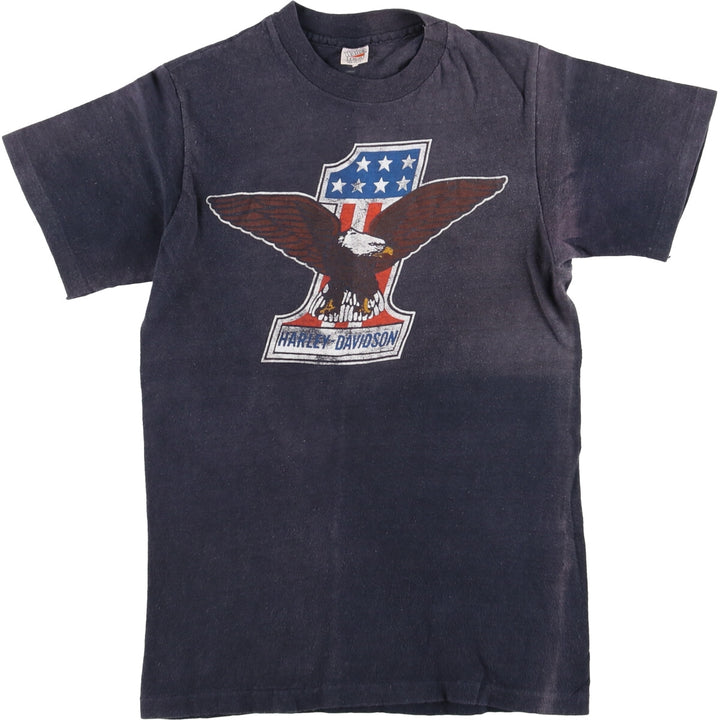 Vintage 1980'S Hanes Triangle Tag Eagle Harley-Davidson Motorcycle T-Shirt, Men's Size Small cotton black type Vintage Second Hand
