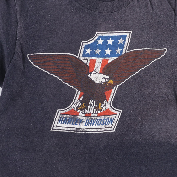 Vintage 1980'S Hanes Triangle Tag Eagle Harley-Davidson Motorcycle T-Shirt, Men's Size Small cotton black type Vintage Second Hand