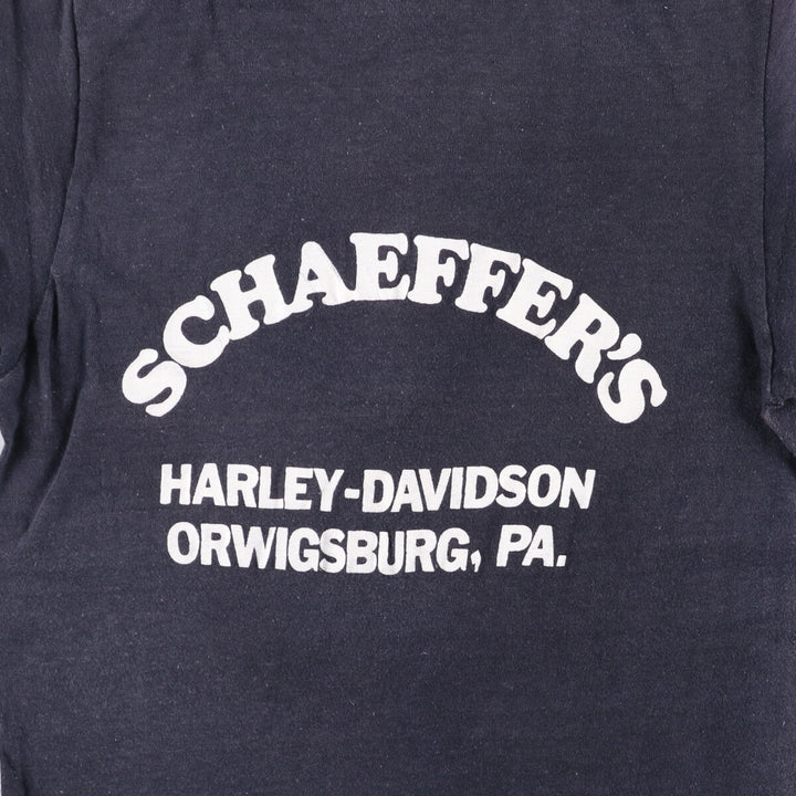 Vintage 1980'S Hanes Triangle Tag Eagle Harley-Davidson Motorcycle T-Shirt, Men's Size Small cotton black type Vintage Second Hand