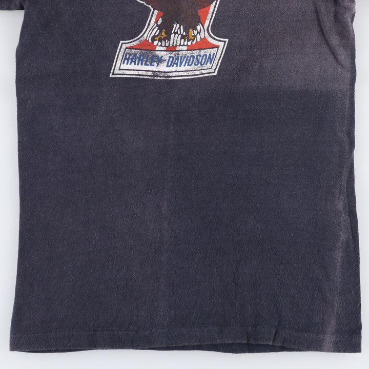 Vintage 1980'S Hanes Triangle Tag Eagle Harley-Davidson Motorcycle T-Shirt, Men's Size Small cotton black type Vintage Second Hand