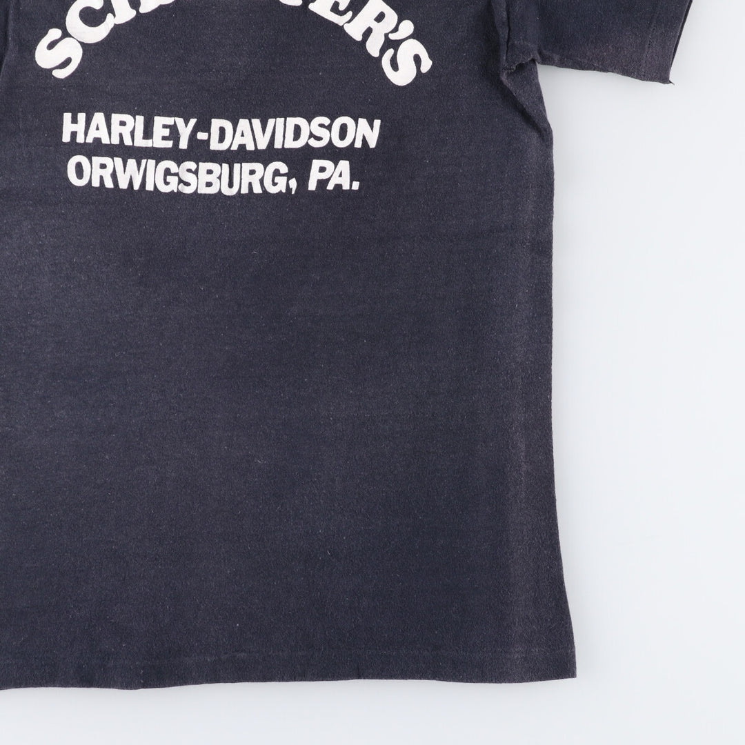 Vintage 1980'S Hanes Triangle Tag Eagle Harley-Davidson Motorcycle T-Shirt, Men's Size Small cotton black type Vintage Second Hand