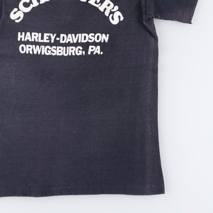 Vintage 1980'S Hanes Triangle Tag Eagle Harley-Davidson Motorcycle T-Shirt, Men's Size Small cotton black type Vintage Second Hand
