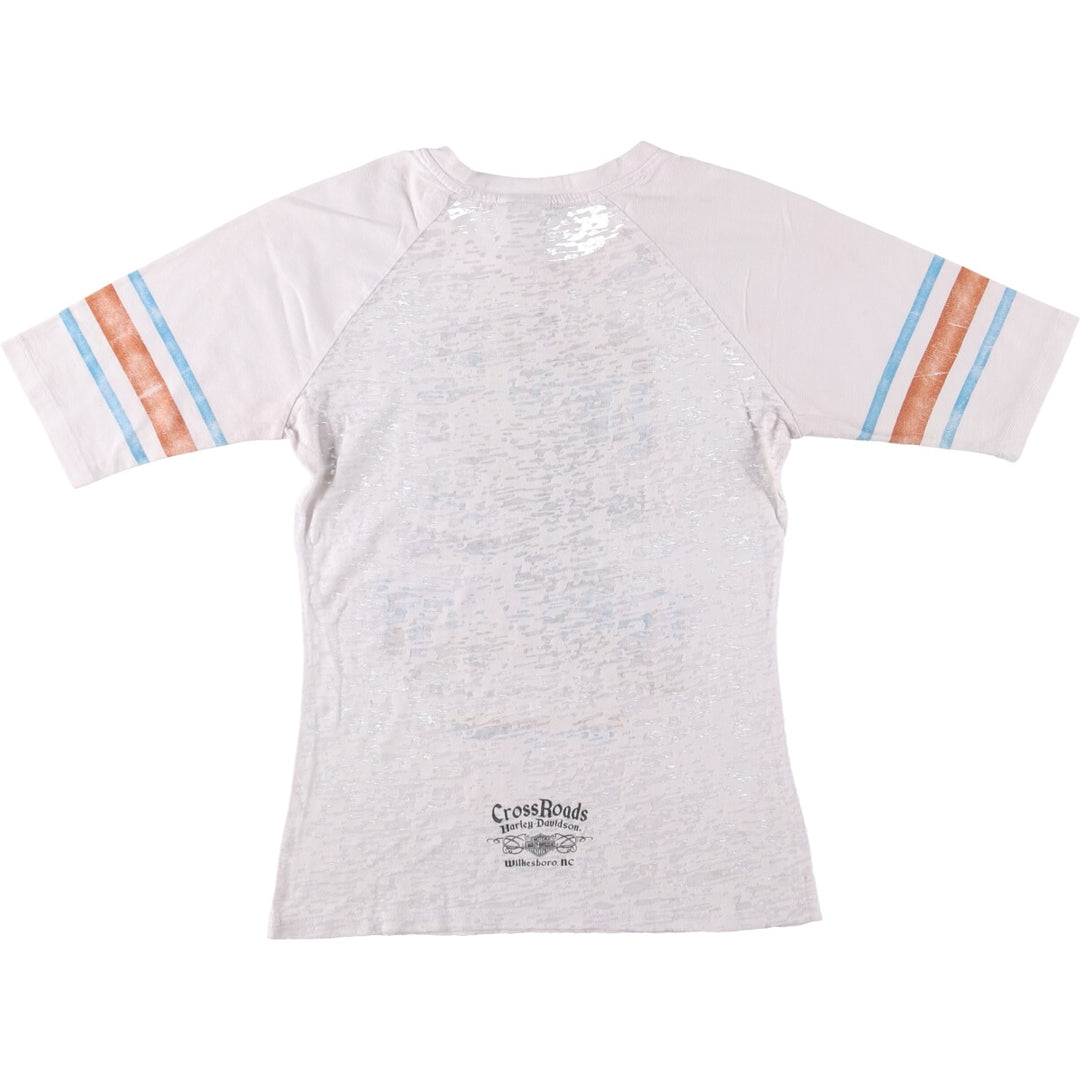Harley-Davidson Eagle Pattern Motorcycle T-Shirt, Made in USA, Women's Size Medium cotton white type Vintage Second Hand