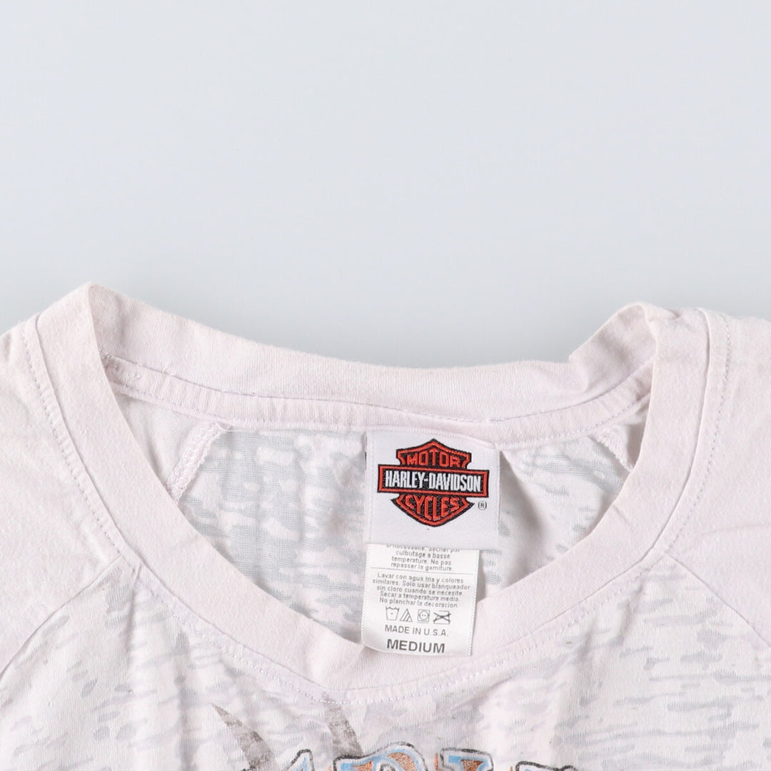 Harley-Davidson Eagle Pattern Motorcycle T-Shirt, Made in USA, Women's Size Medium cotton white type Vintage Second Hand