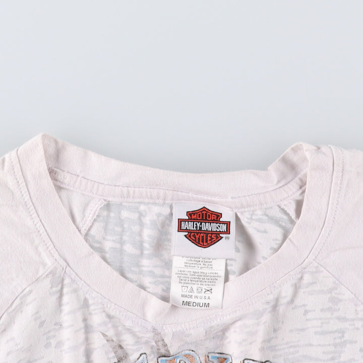 Harley-Davidson Eagle Pattern Motorcycle T-Shirt, Made in USA, Women's Size Medium cotton white type Vintage Second Hand