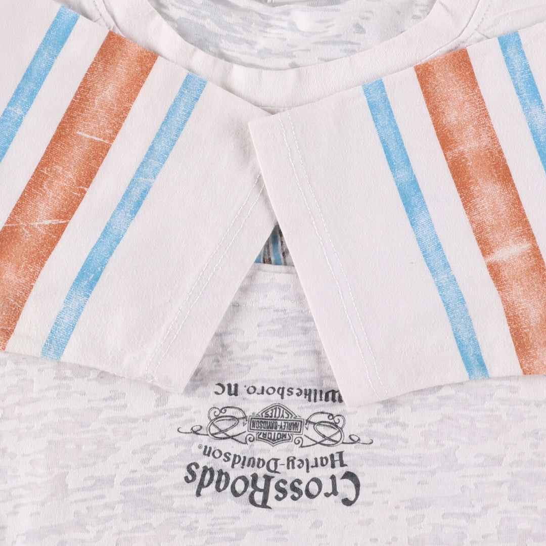 Harley-Davidson Eagle Pattern Motorcycle T-Shirt, Made in USA, Women's Size Medium cotton white type Vintage Second Hand