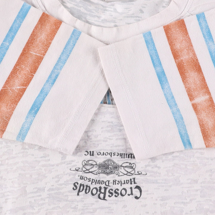 Harley-Davidson Eagle Pattern Motorcycle T-Shirt, Made in USA, Women's Size Medium cotton white type Vintage Second Hand