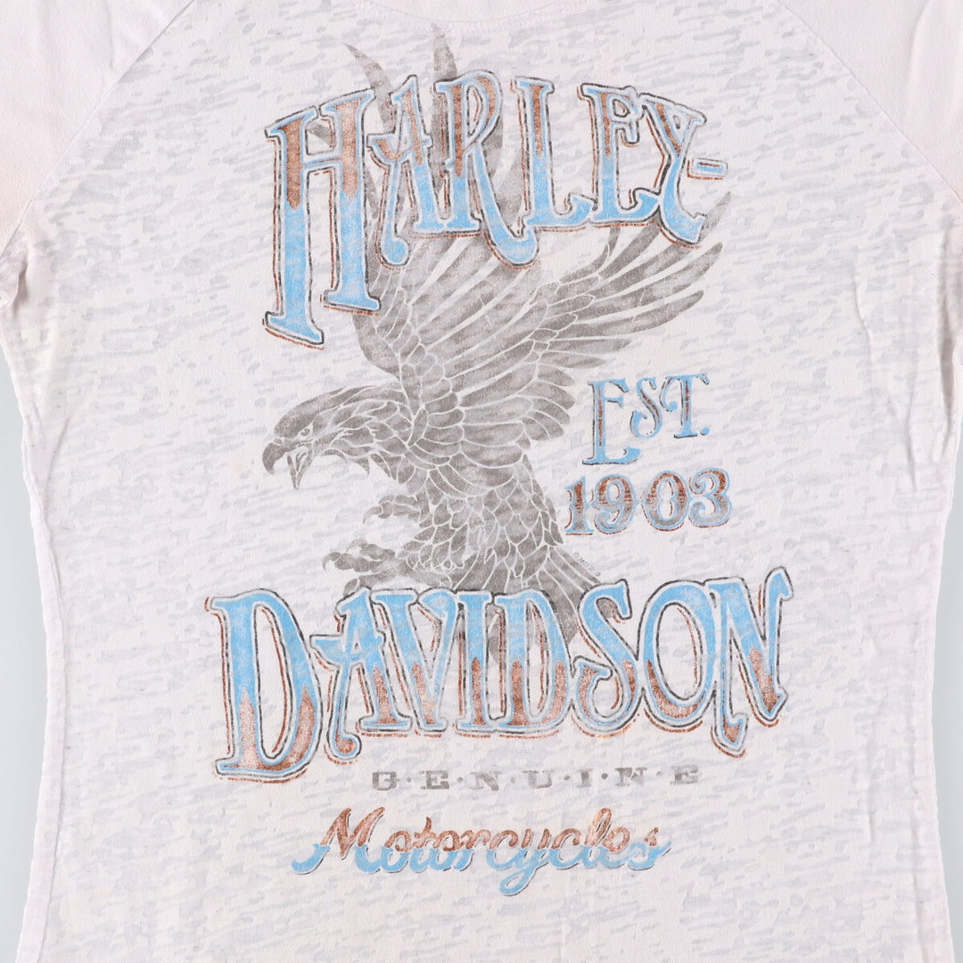 Harley-Davidson Eagle Pattern Motorcycle T-Shirt, Made in USA, Women's Size Medium cotton white type Vintage Second Hand