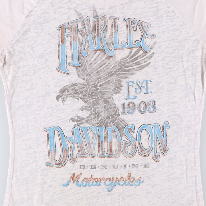 Harley-Davidson Eagle Pattern Motorcycle T-Shirt, Made in USA, Women's Size Medium cotton white type Vintage Second Hand