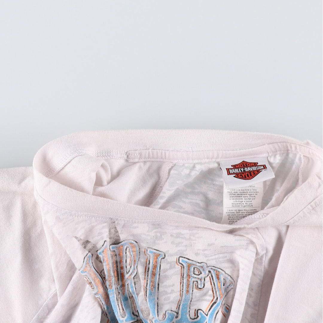 Harley-Davidson Eagle Pattern Motorcycle T-Shirt, Made in USA, Women's Size Medium cotton white type Vintage Second Hand