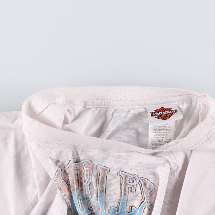 Harley-Davidson Eagle Pattern Motorcycle T-Shirt, Made in USA, Women's Size Medium cotton white type Vintage Second Hand