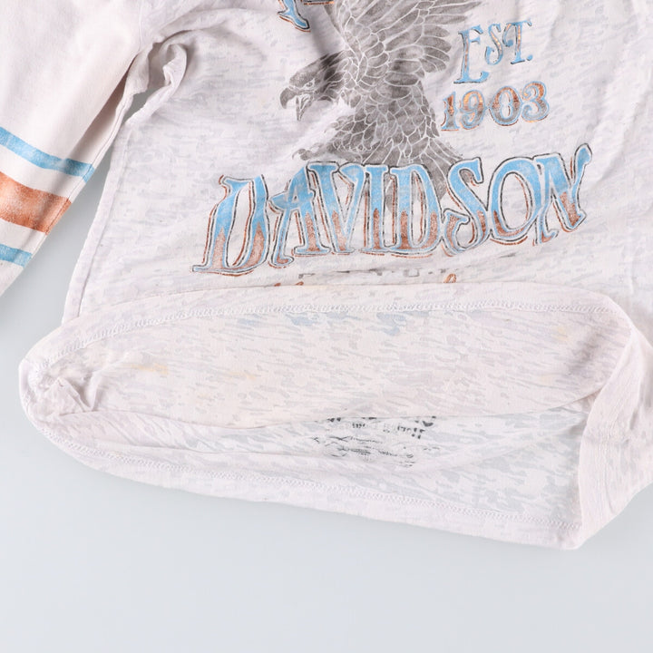 Harley-Davidson Eagle Pattern Motorcycle T-Shirt, Made in USA, Women's Size Medium cotton white type Vintage Second Hand