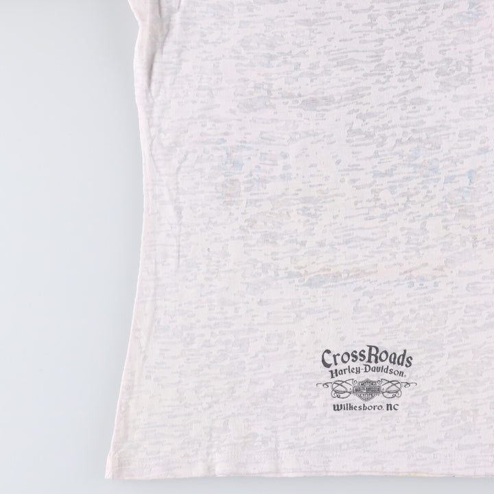 Harley-Davidson Eagle Pattern Motorcycle T-Shirt, Made in USA, Women's Size Medium cotton white type Vintage Second Hand