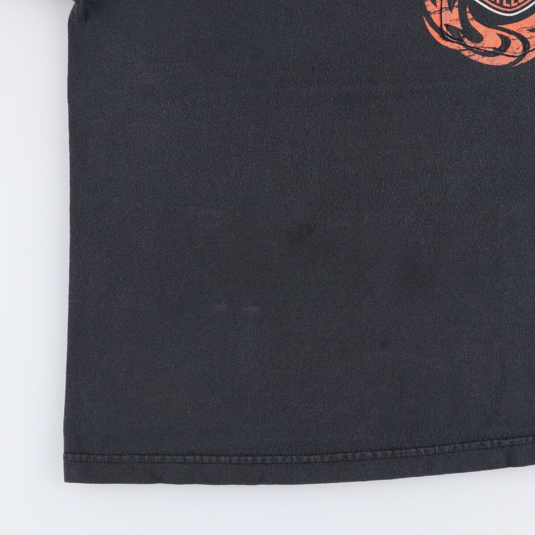 Harley-Davidson Pin-Up Girl Fire Pattern Motorcycle Bike T-Shirt, Men's Size Small cotton black type Vintage Second Hand