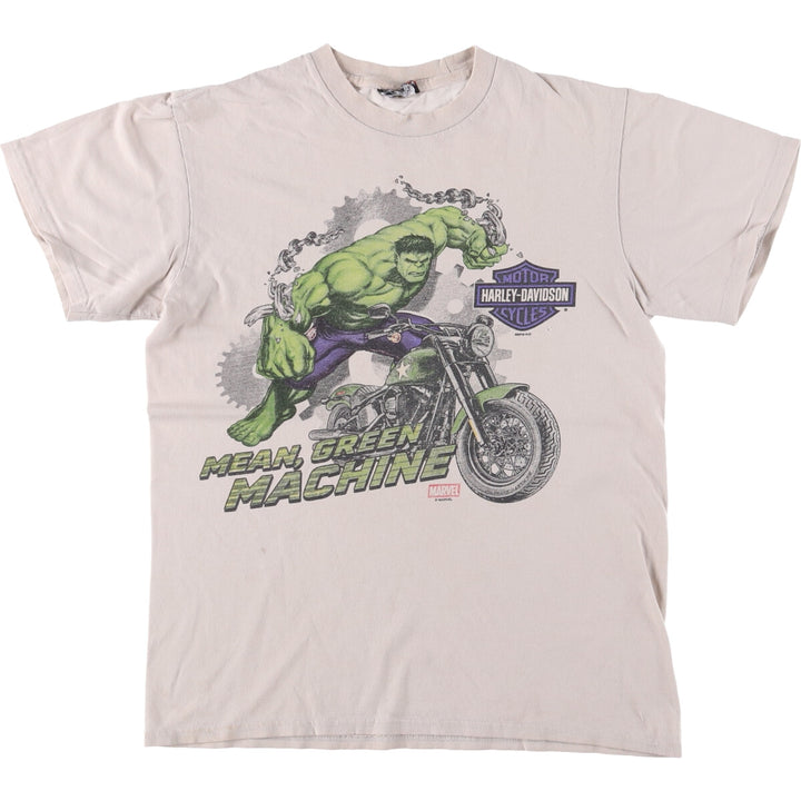 Harley-Davidson Marvel Hulk Motorcycle T-Shirt, Men's Size Small unclear Beige type Vintage Second Hand