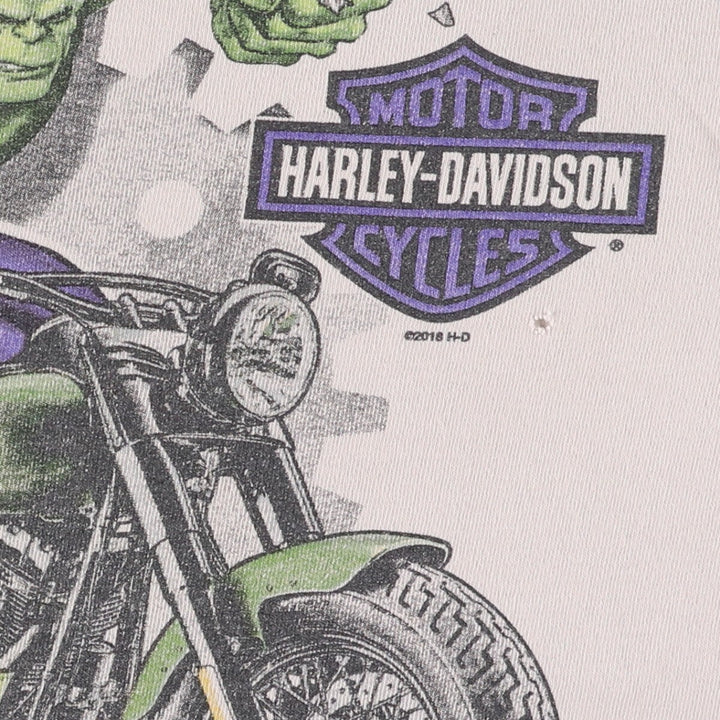 Harley-Davidson Marvel Hulk Motorcycle T-Shirt, Men's Size Small unclear Beige type Vintage Second Hand
